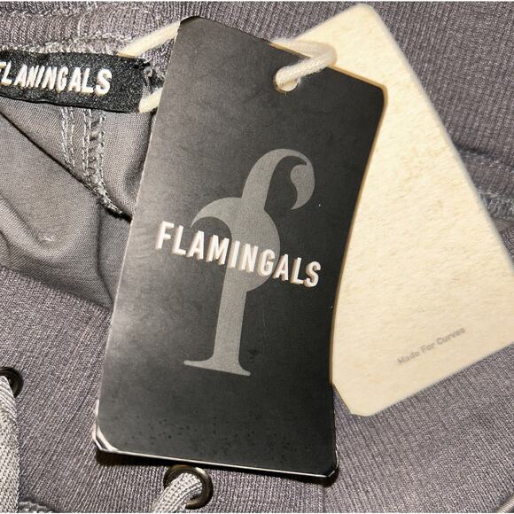 NWT Flamingals Drawstring Waist Mid-Rise Straight Leg Gray Pants Women's Medium - Picture 6 of 7